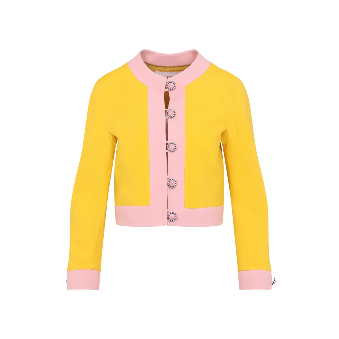 Valentino Bi-color Crystal Crepe Crop Jacket In Gold