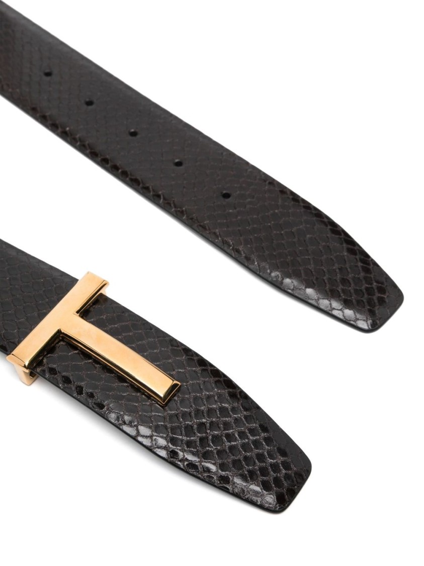 Tom Ford Printed Python Belt In Black