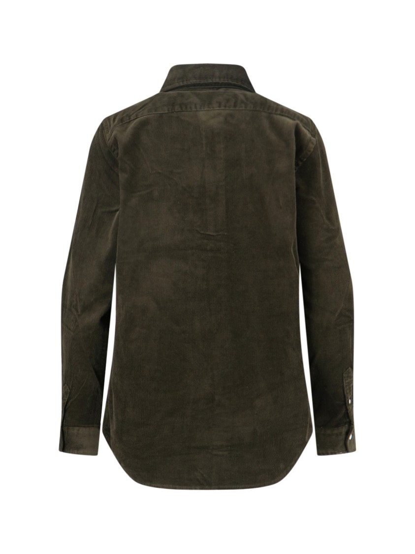 Polo Ralph Lauren Stretch Cotton Velvet Shirt In Green