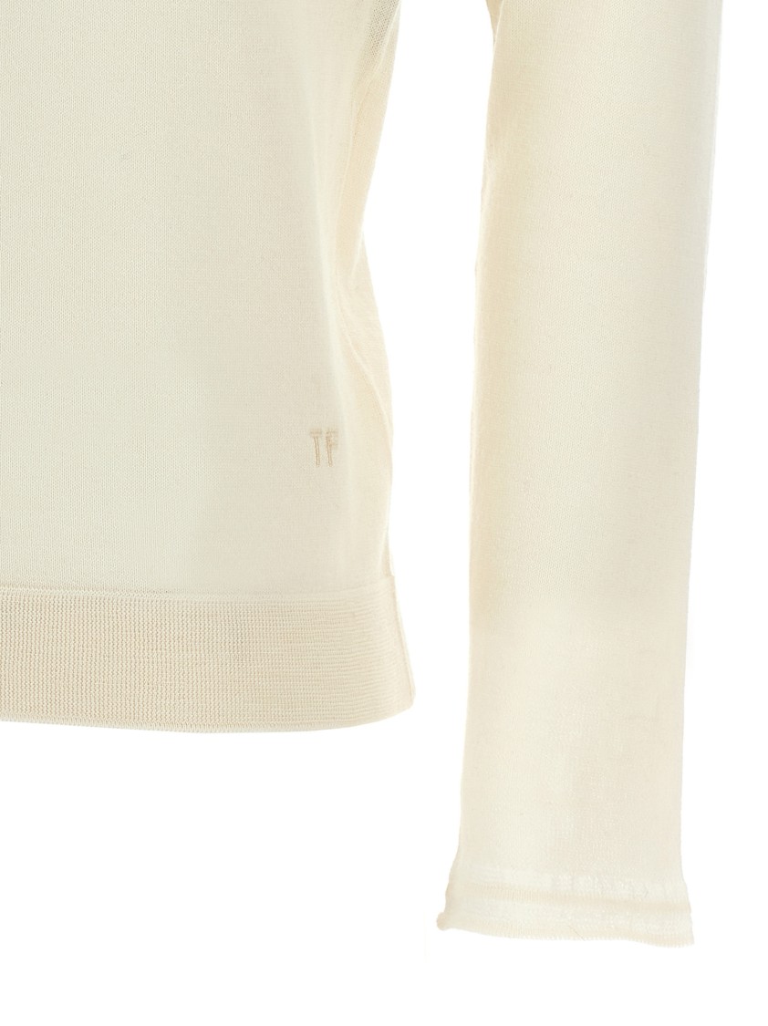 Tom Ford Silk Cashmere Turtleneck Sweater In Neutral
