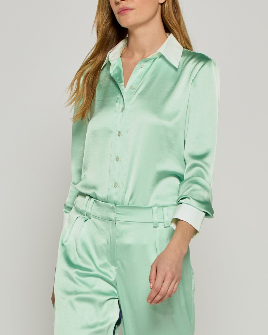 Serena Bute Satin Serena Shirt - Mint In Green