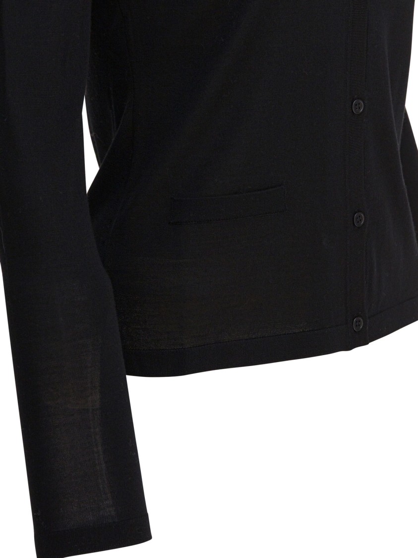 Max Mara Button-up Wool Cardigan With V-neckline In Black