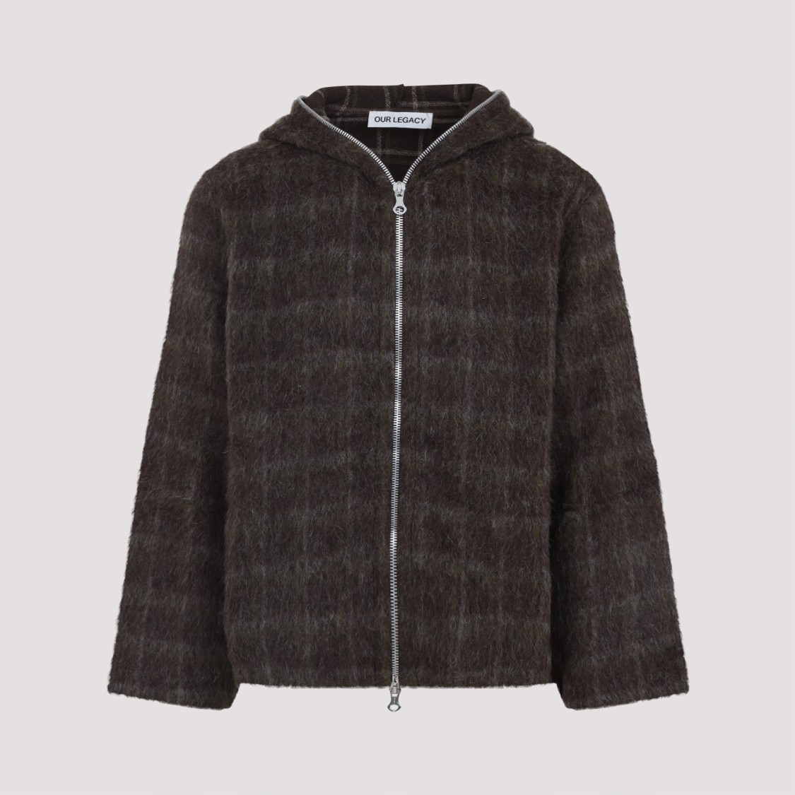 Our Legacy Check-pattern Wool-blend Sweatshirt In Gray