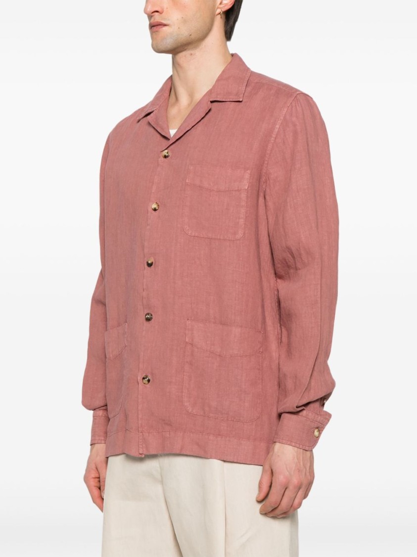 Boglioli Relaxed Fit Dark Pink Overshirt In Neutrals