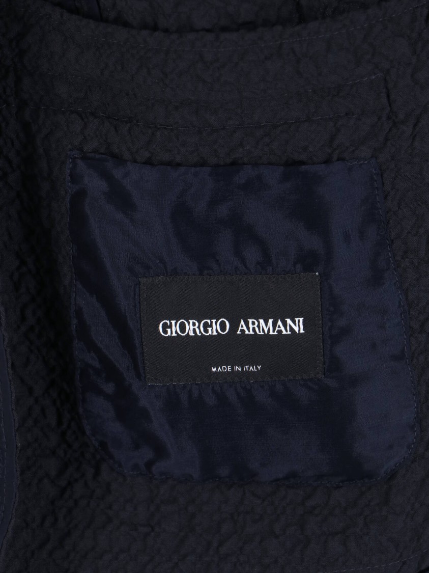 Giorgio Armani Front Pockets Notched Lapel Single Breasted Textured Fabric