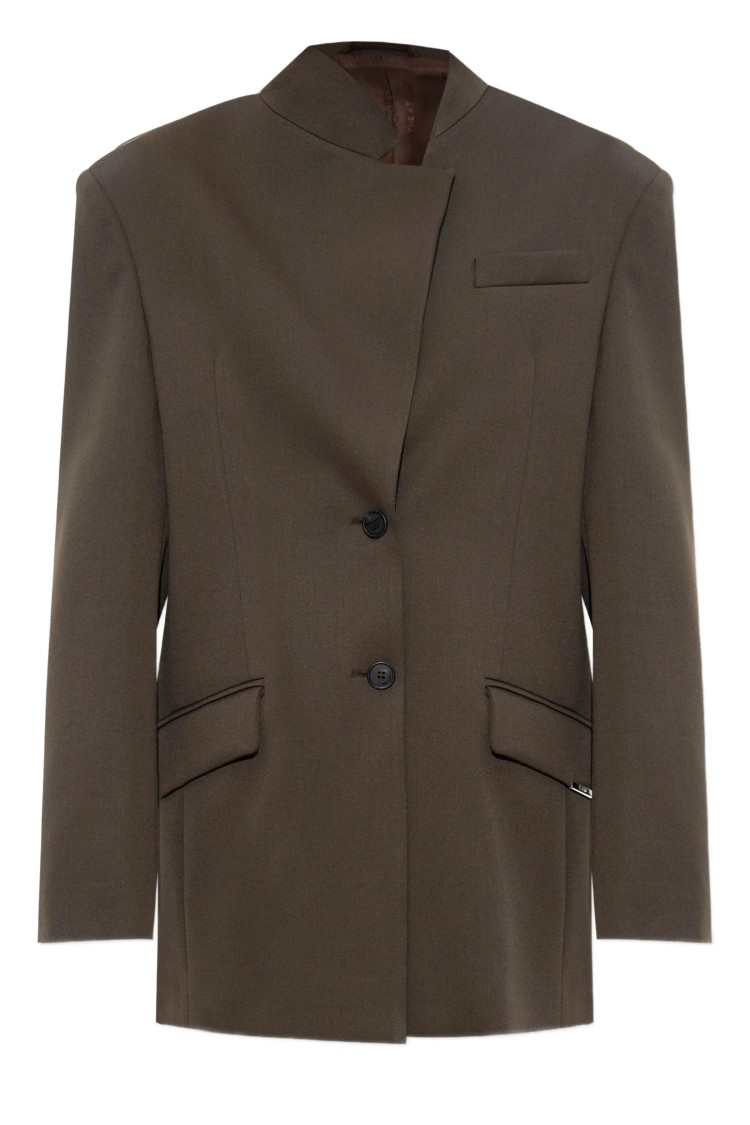 Attico The Oversized Brown Jacket With Korean Collar In Brown
