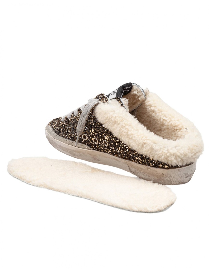 Golden Goose Super-star Sabot Glitter Upper Suede Star Shearling Lining