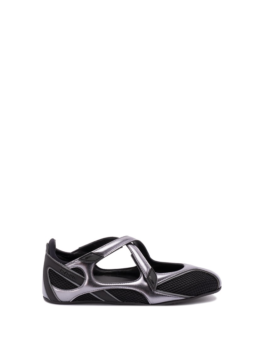 Attico Floor 01 Mesh And Leather Ballerinas Flat