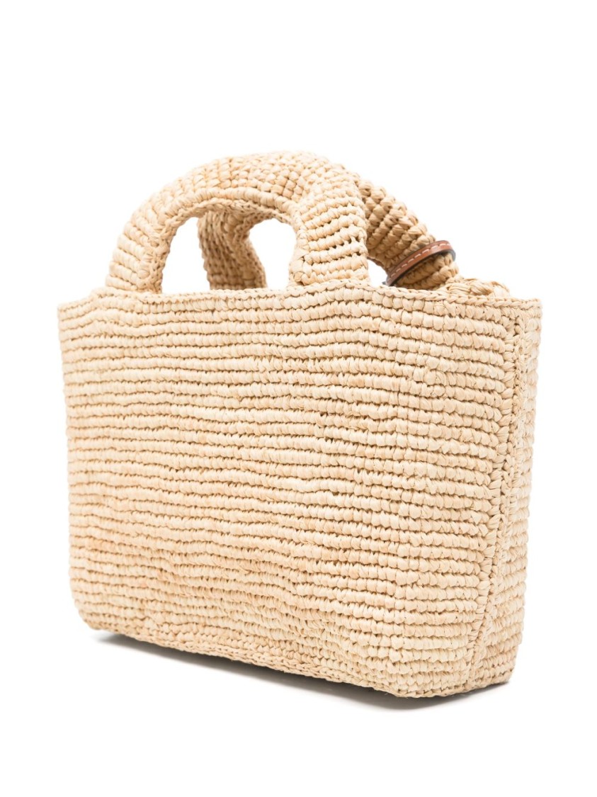 Manebi Textured Woven Beige Shoulder Bag In Neutral