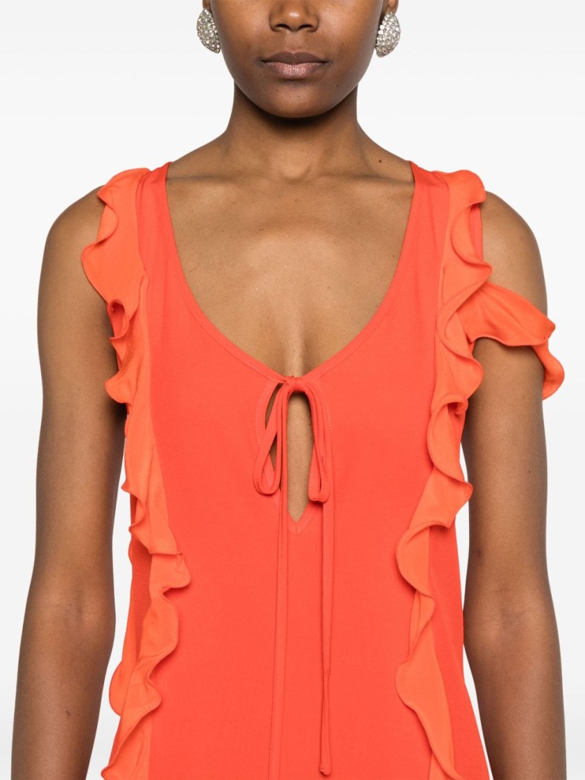 Les Filles D'eva Ruffled Crepe Dress With Tie-fastening Straps