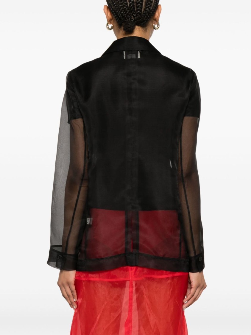 Shop Forte Forte Sheer Silk Jacket With Tailored Silhouette
