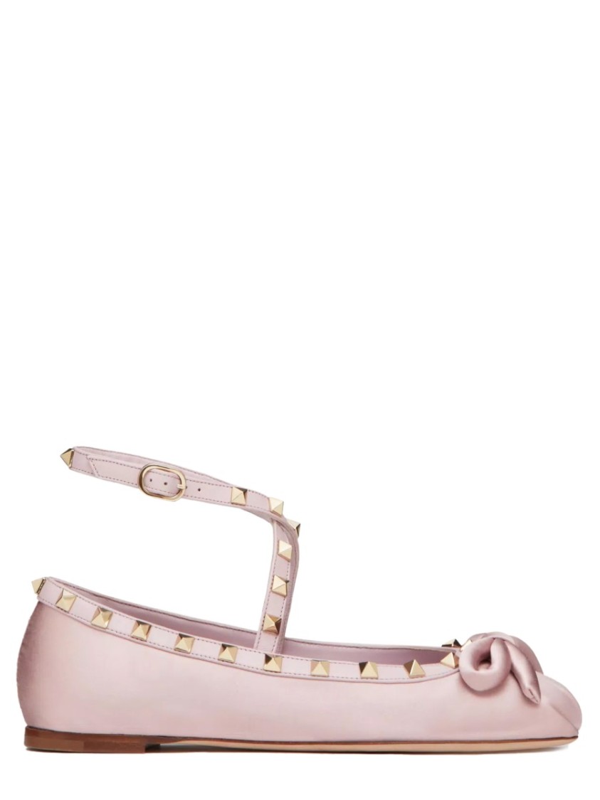 Shop Valentino Garavani Satin "rockstud" Ballerina