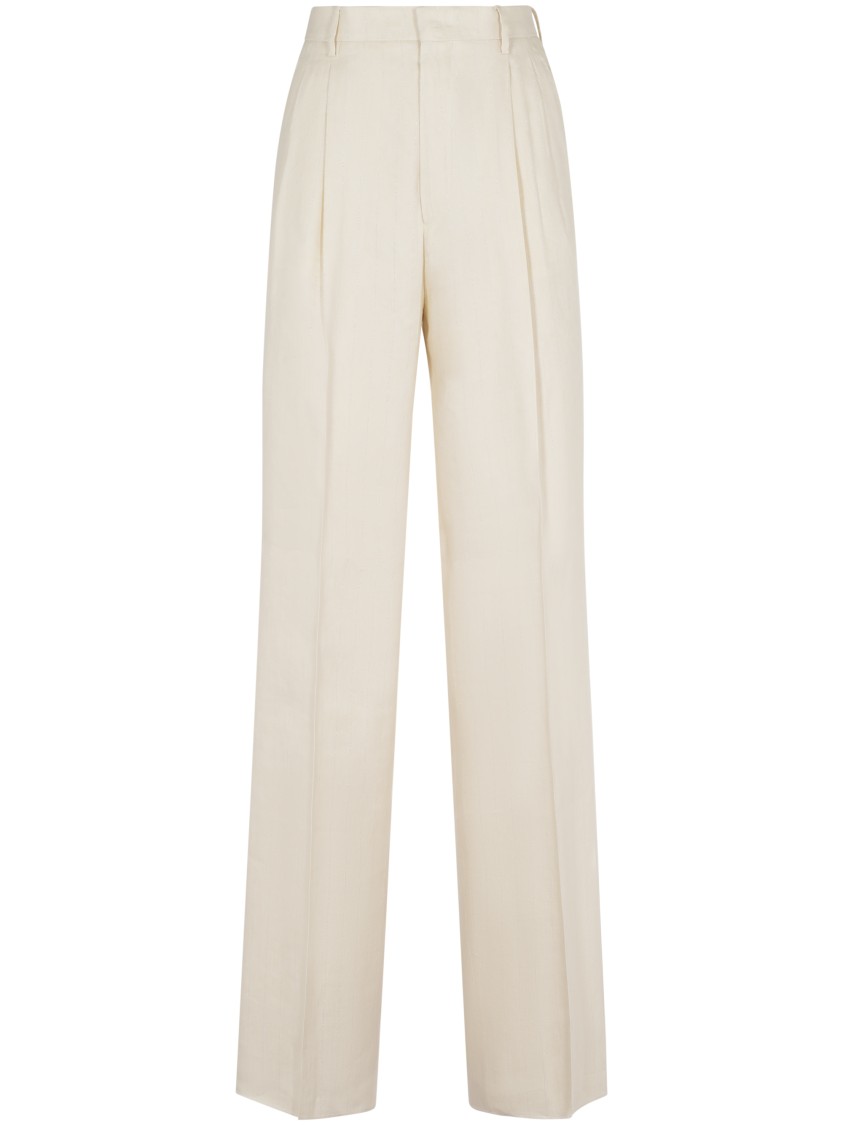 Tagliatore High-waisted Wide-leg Trousers With Pleated Front In White