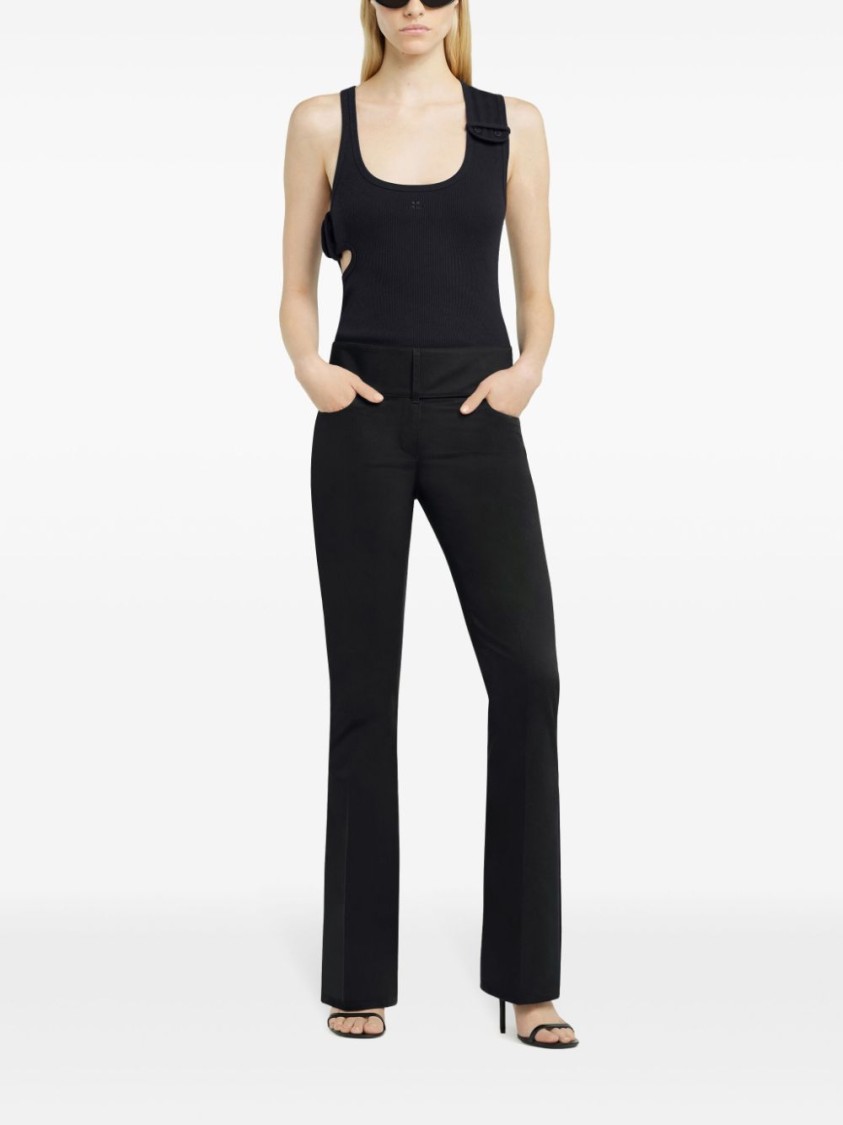 Shop Courrèges Black Fitted Ribbed Tank Top