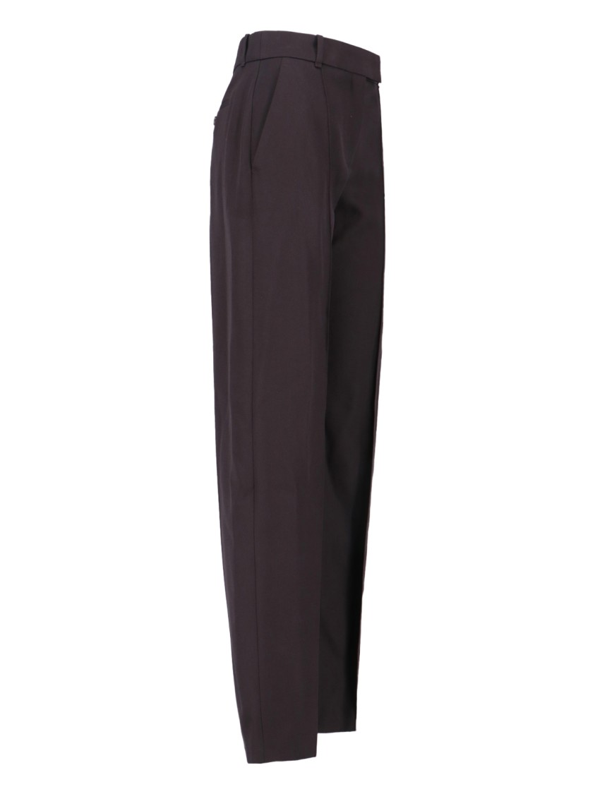 Alexander Mcqueen High-waisted Brown Wool Trousers With Front Pleats In Brown