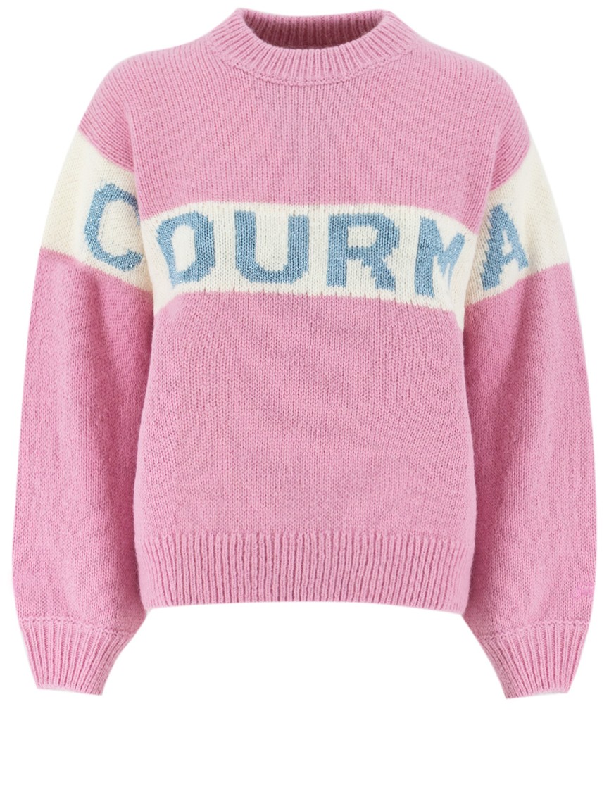 Mc2 Saint Barth Square Shape Stripe Jumper With Soft Crew Neck In Pink