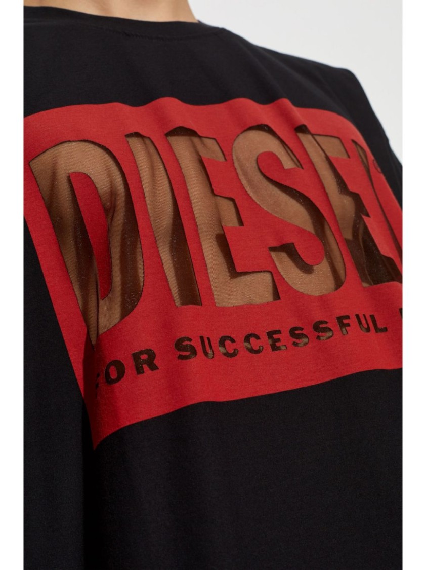 Shop Diesel Statement Graphic T-shirt With Bold Branding And Relaxed Fit In Black