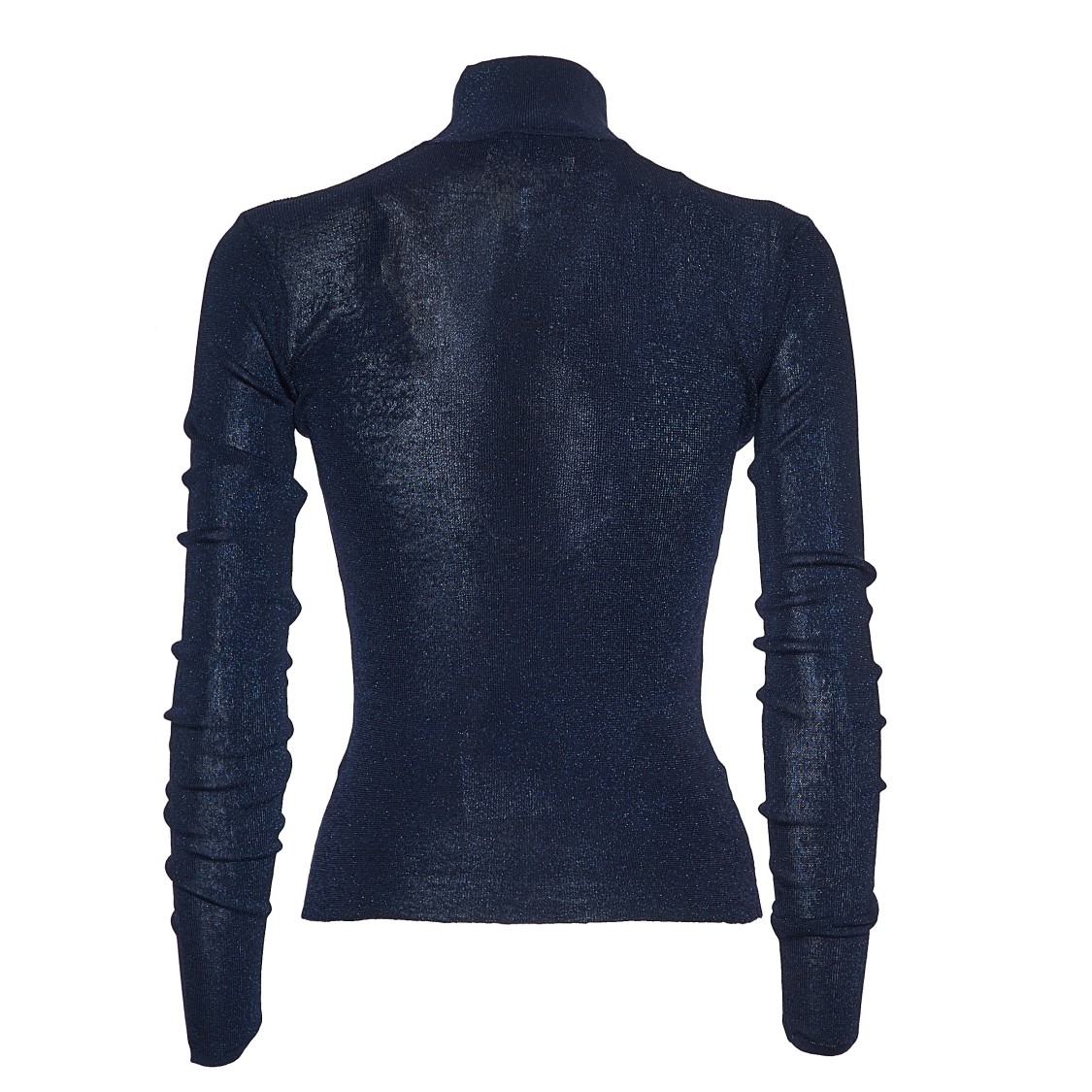 Self-portrait Fitted Navy Viscose Knit Top In Blue