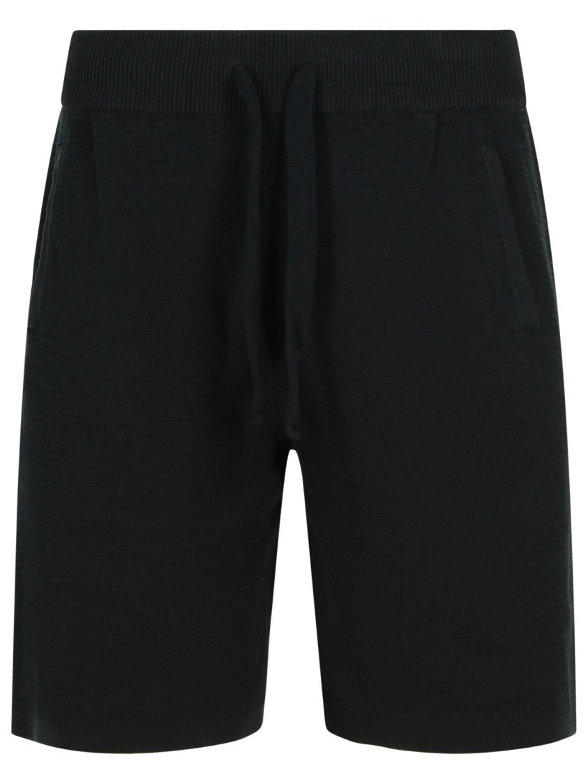 Shop Laneus Black Cotton Bermuda Shorts