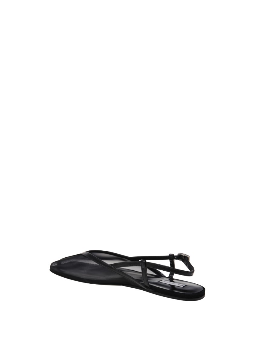 Ami Alexandre Mattiussi Mesh Square Toe Strappy Flat Sole Sandals In Multi