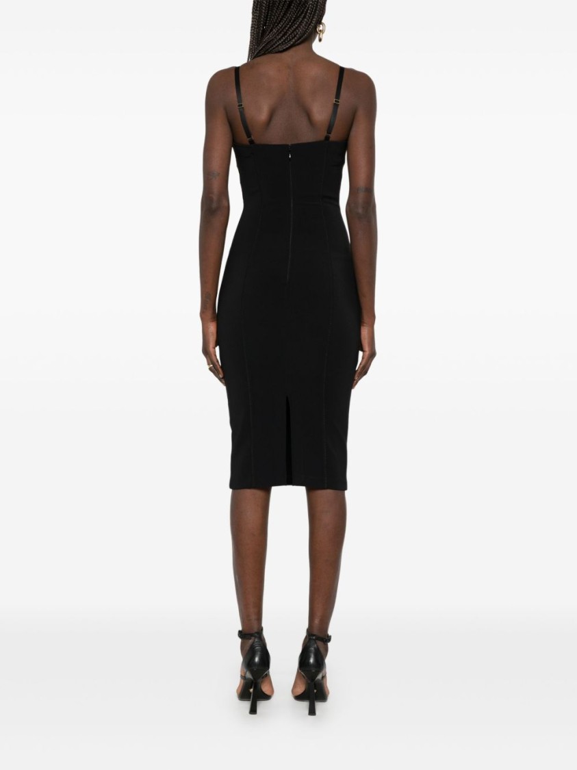 Elisabetta Franchi Black Midi Pencil Dress With A Back Slit In Black