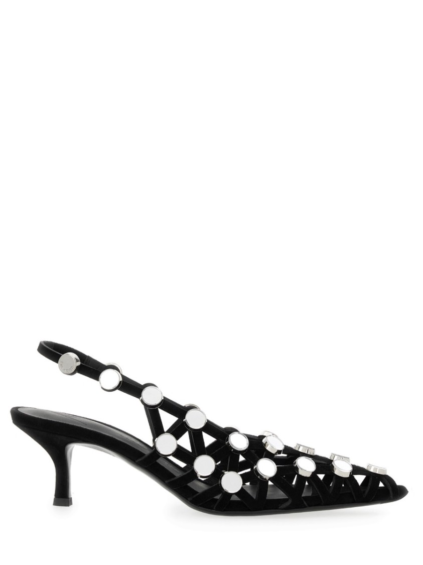 Attico The Black Open Lattice Design Low-heeled Shoes In Black