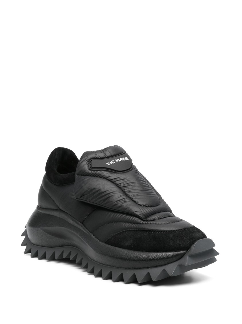 Vic Matie Vic Matié Black Wedge Sole Sneakers With Textured Upper In Black