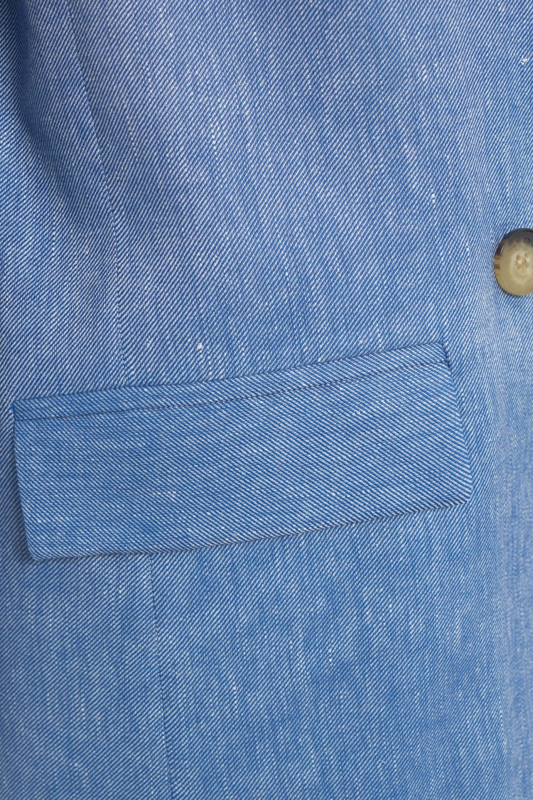 Kaos Linen Blend Blazer With Double-breasted Closure In Blue