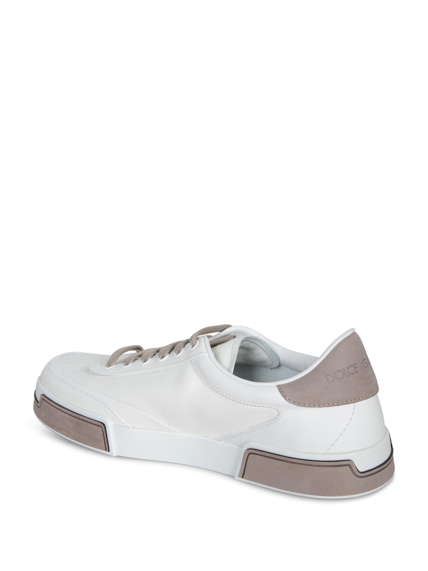 Dolce & Gabbana Portofino Yatch Sneakers In Calfskin Color White And Dove Grey In Red