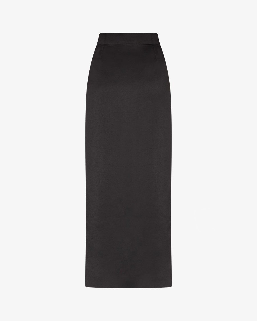 Serena Bute Button Through Skirt - Black In Black