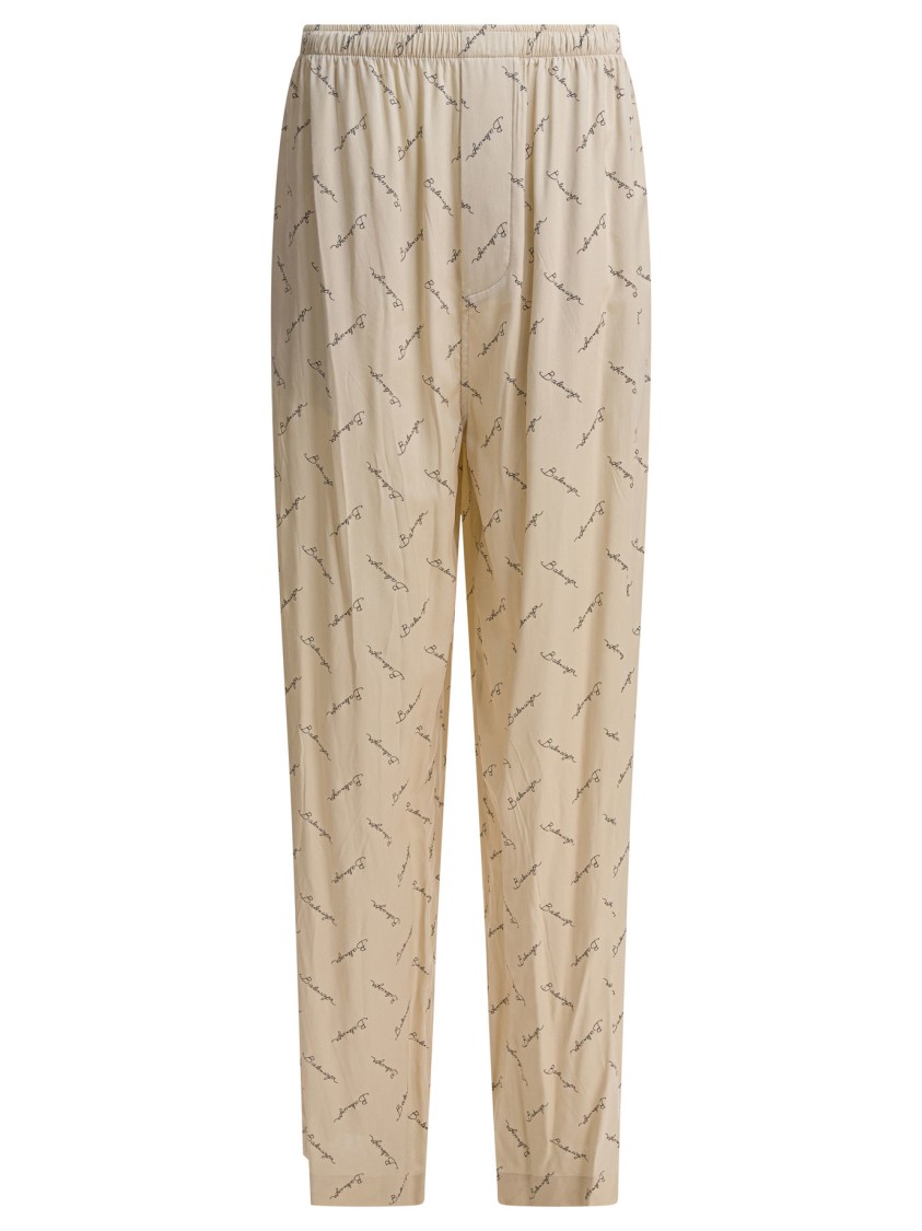 Balenciaga Relaxed Fit Trousers With Subtle All-over Print In Neutral