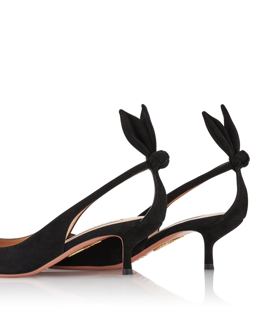 Aquazzura 50 Bow-tie Suede Pumps