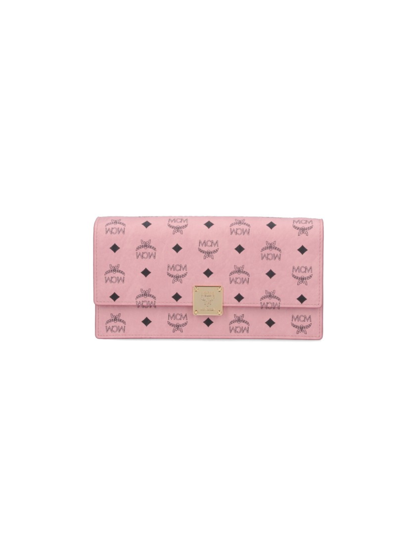 Mcm Large Wallet With Logo Shoulder Strap