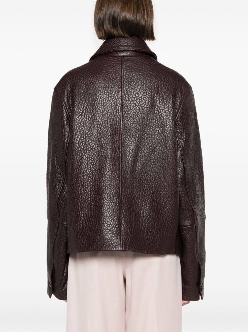 Ami Alexandre Mattiussi Leather Jacket With Chest Patch Pocket