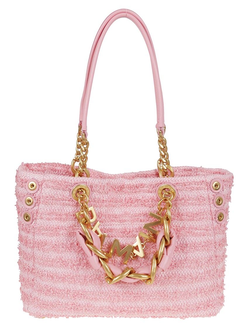 Balmain Textured Shopper Bag With Chain Detail
