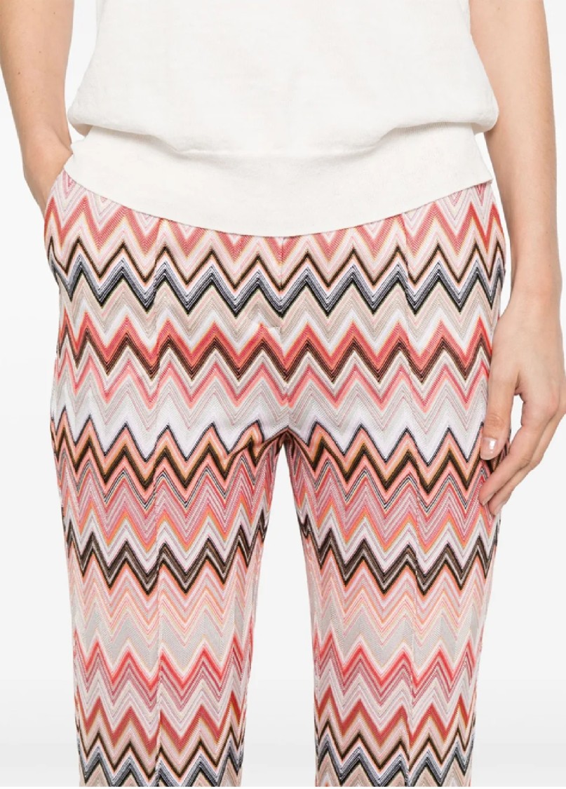 Missoni Flared Zigzag Pattern Trousers With Soft Texture