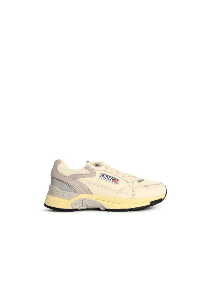 Autry 'hyperway Low' White And Grey Mesh And Suede Sneakers In Neutral
