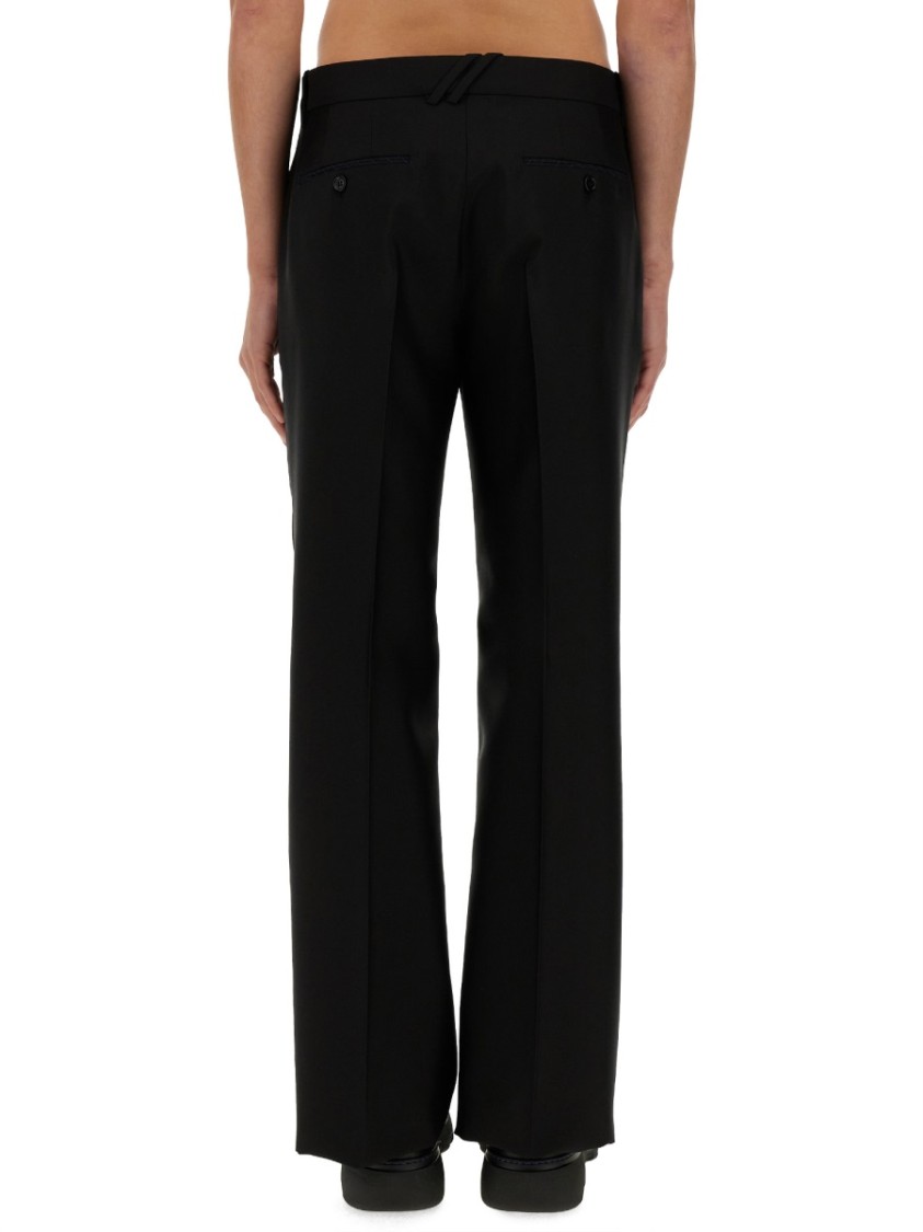 Burberry Suit Pants In Navy Blue Wool. Straight-leg Cut. Zippered Closure And Belt Clip. In Black