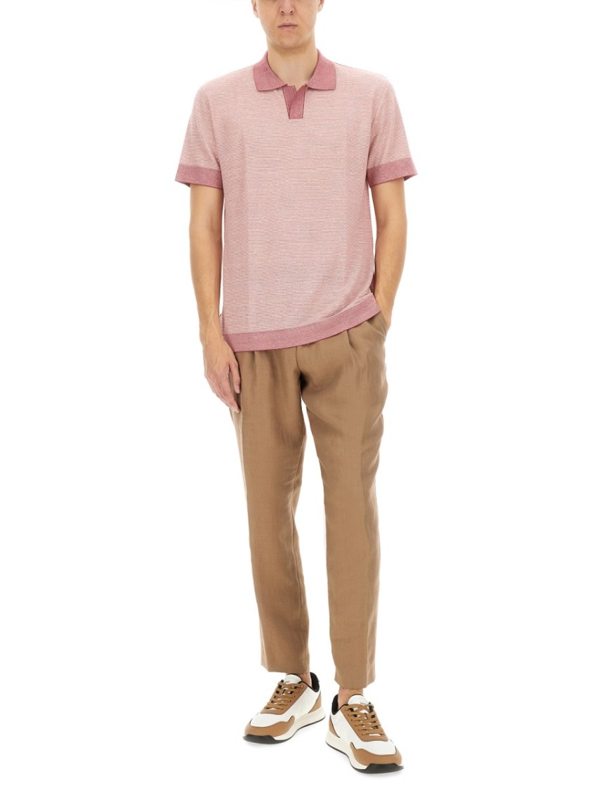 BOSS CAMEL BOSS CAMEL TEXTURED POLO SHIRT 