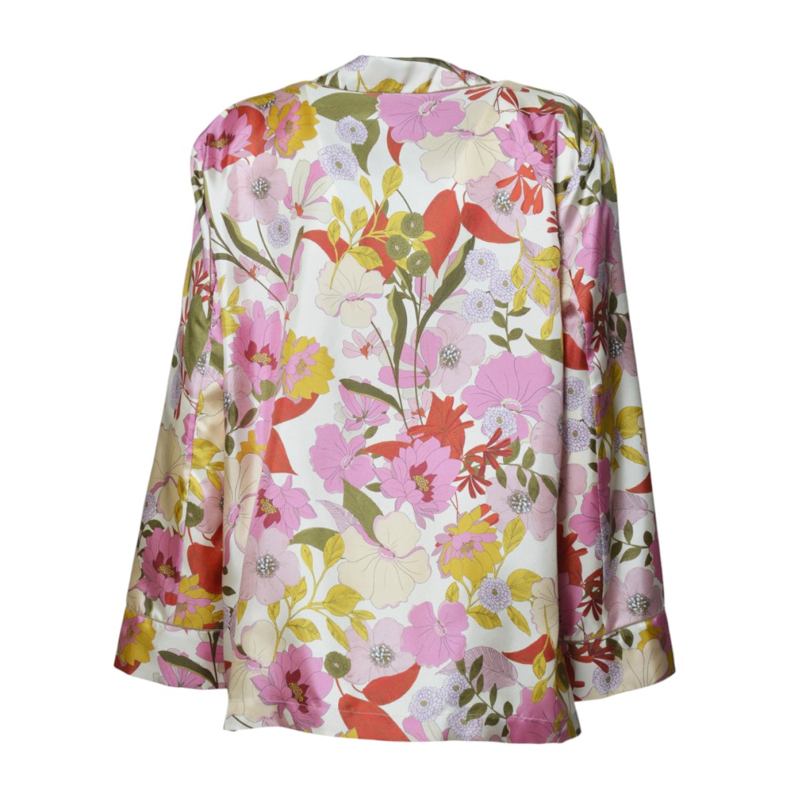 Max Mara Alan Pajama Shirt In Pink Printed Silk