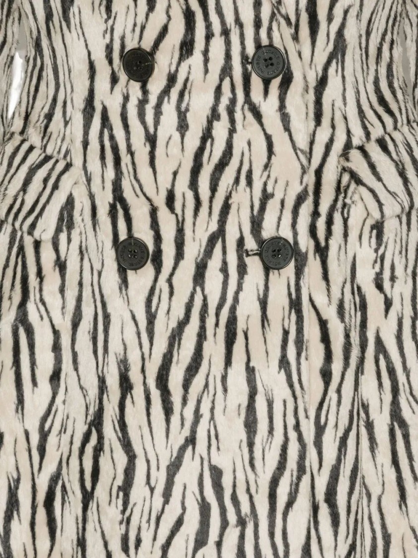 Rotate Birger Christensen Womens Egret Comb Printed Double-breasted Cotton-blend Coat In Multi