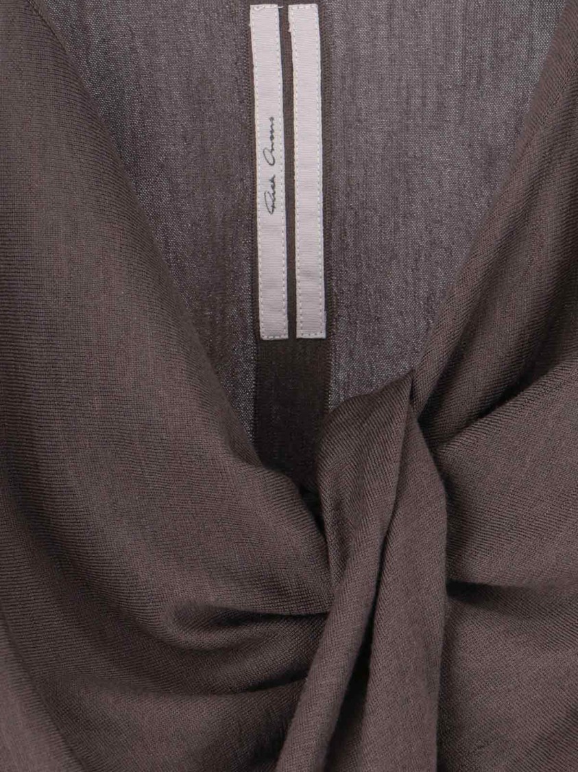 Rick Owens Crewneck Wrap Knitwear Long Sleeves Cropped In Brown