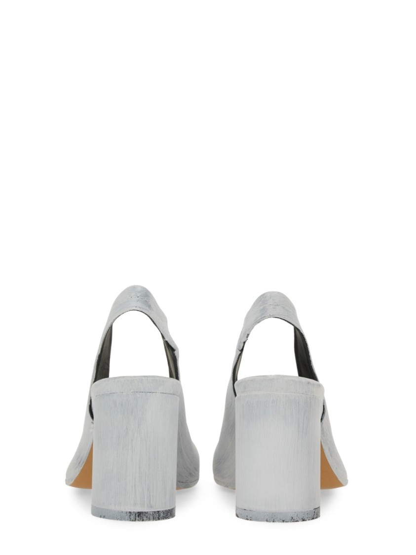 Mm6 Maison Margiela Block Heel Open Toe Sandals With Textured Finish
