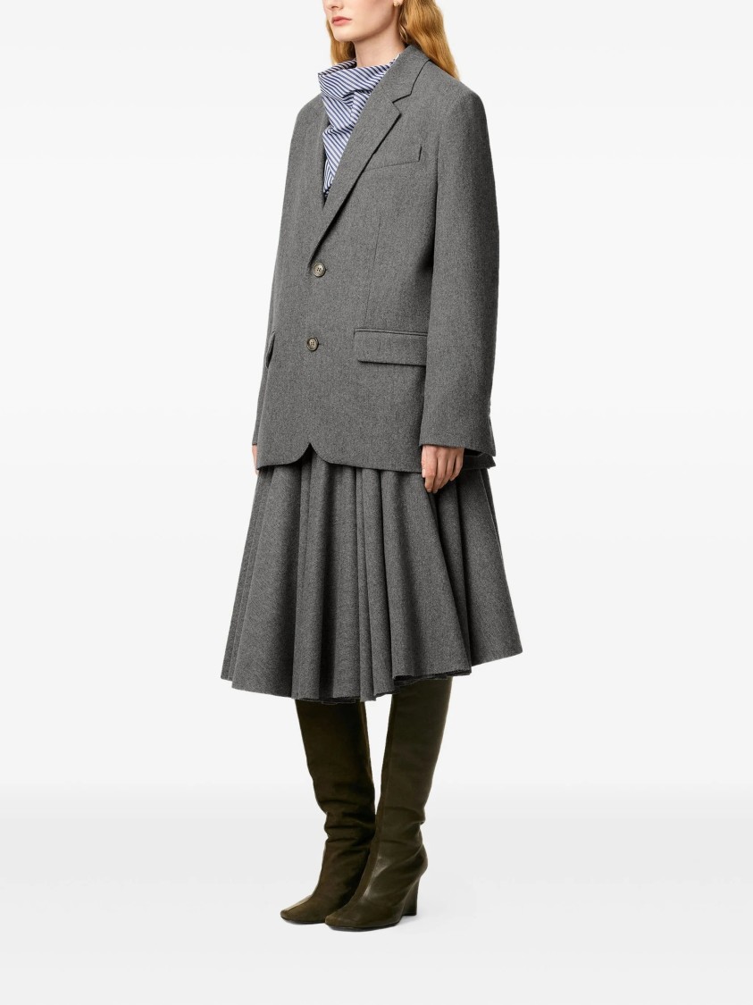 Ami Alexandre Mattiussi Ami Wool Flannel Blazer With Notch Collar In Gray