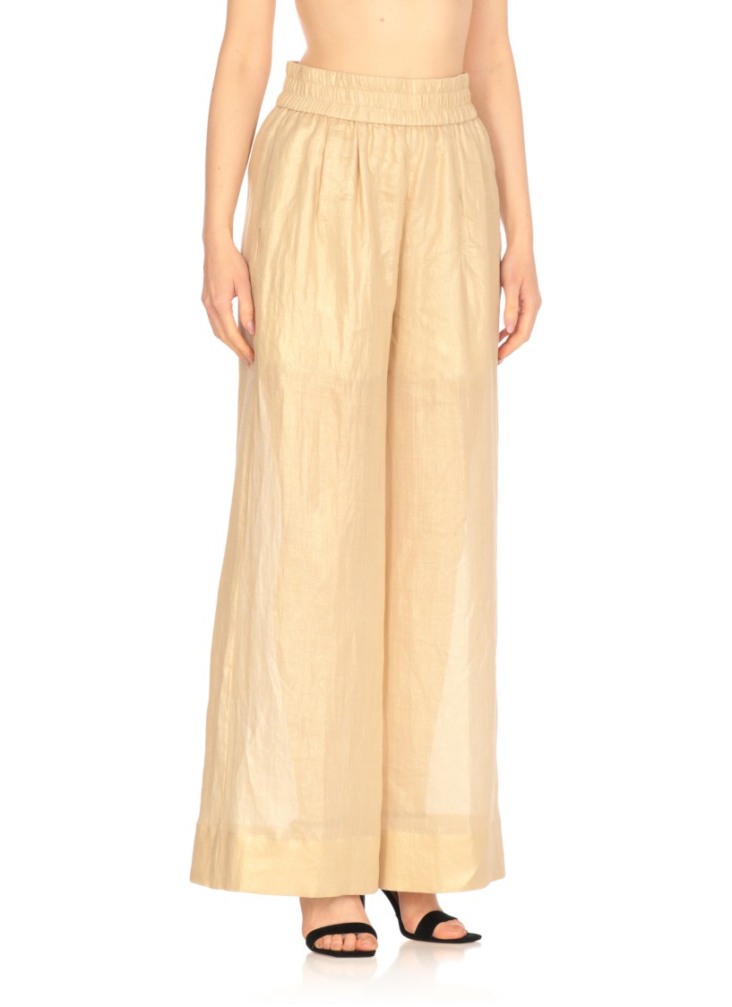 Shop Peserico Aurea Golden Ramie Pants