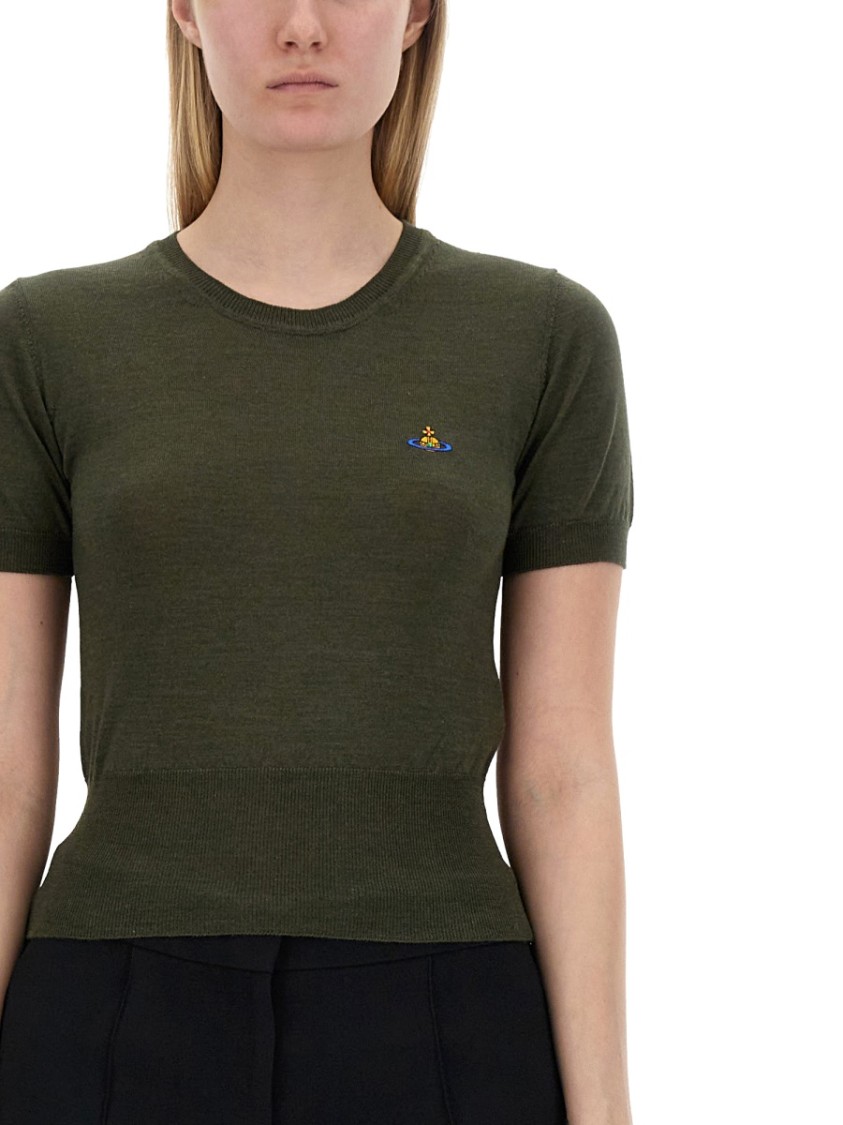 Vivienne Westwood Bea Orb-embroidered T-shirt In Green