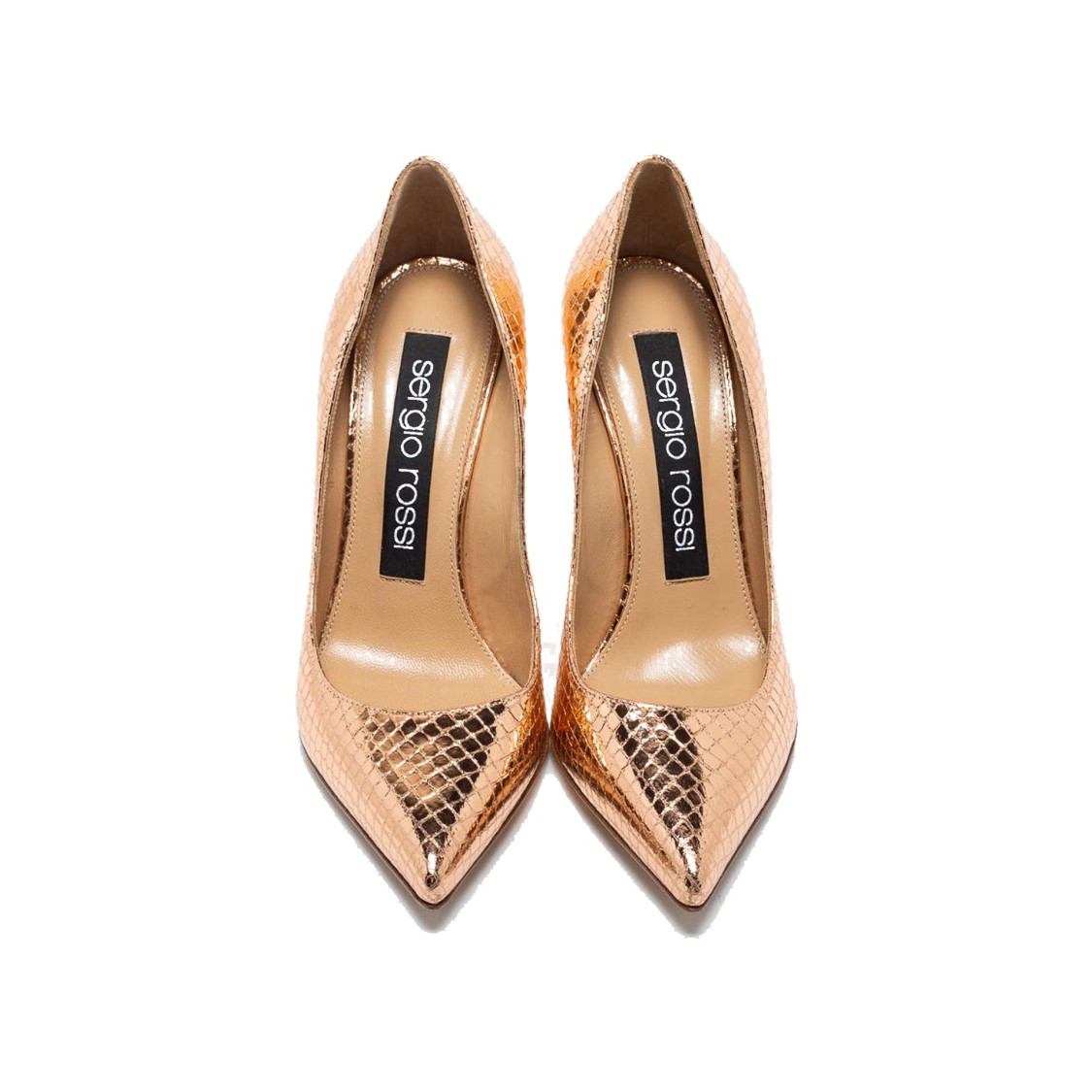 Sergio Rossi Godiva 090 Python Effect Pumps In Brown