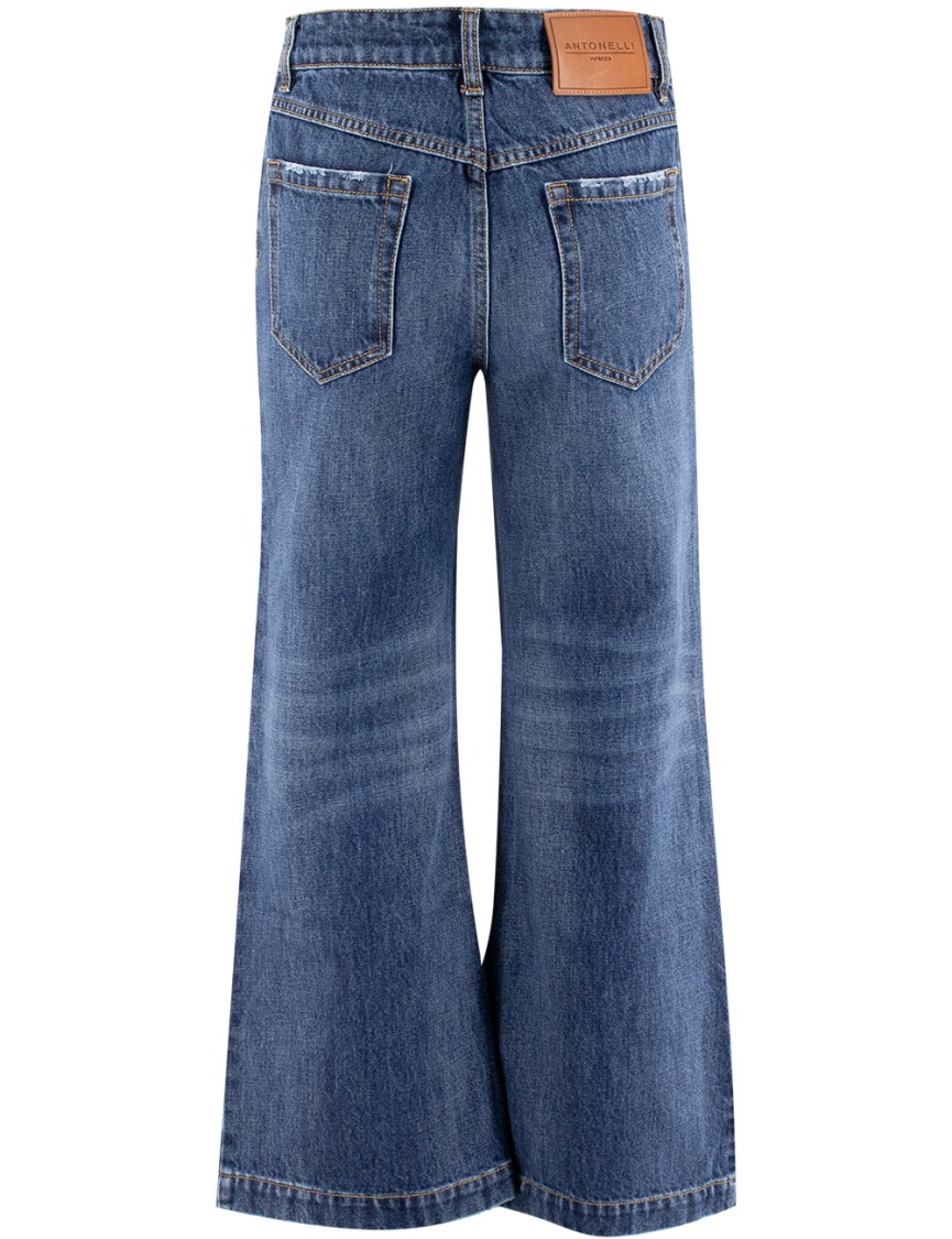 Antonelli Wide-leg Blue Jeans With Subtle Fade In Blue