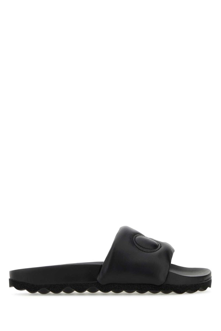 Off-white Black Leather Bookish Slippers