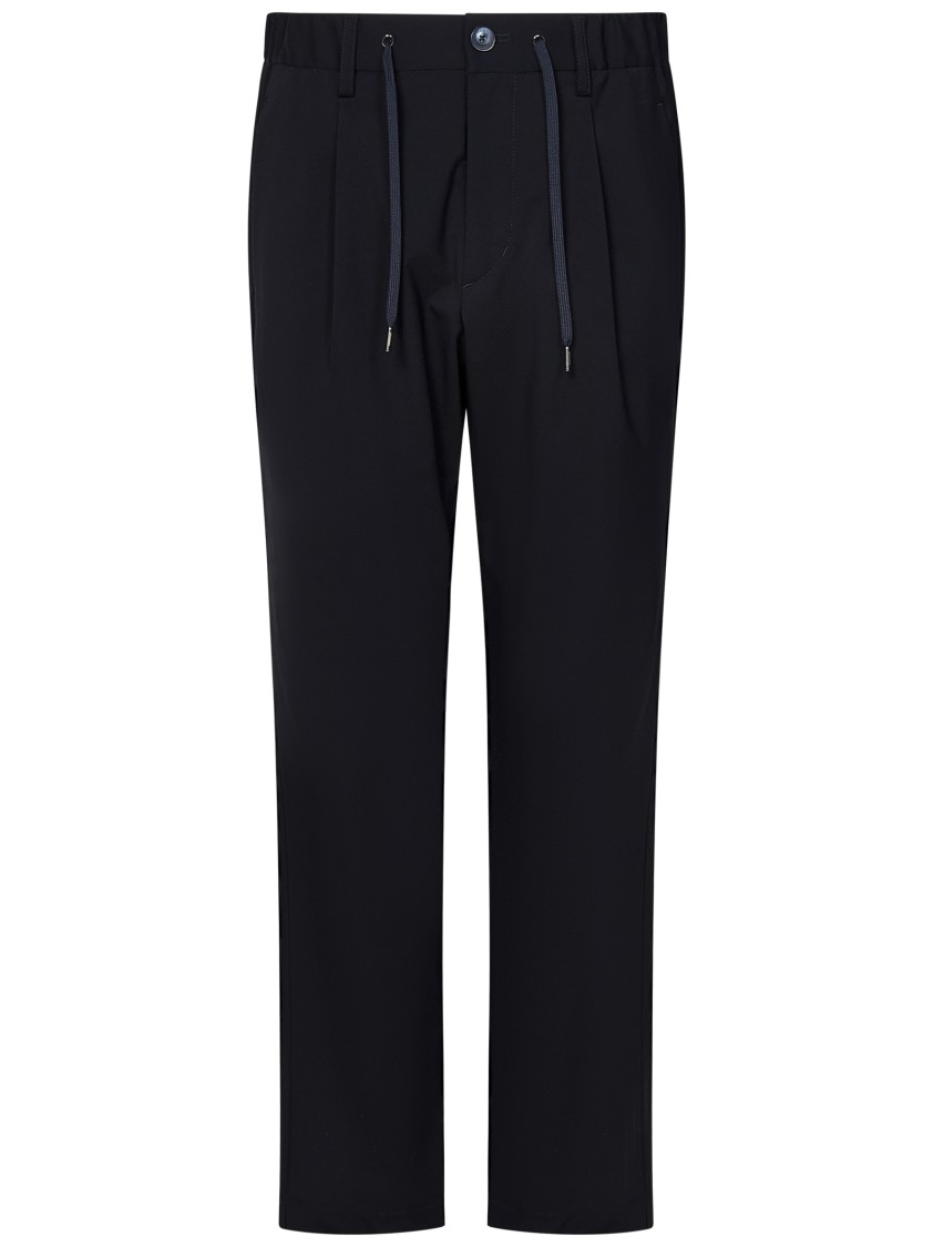 Herno Tailored Trousers With Drawstring Waist And Logo Plaque In Black